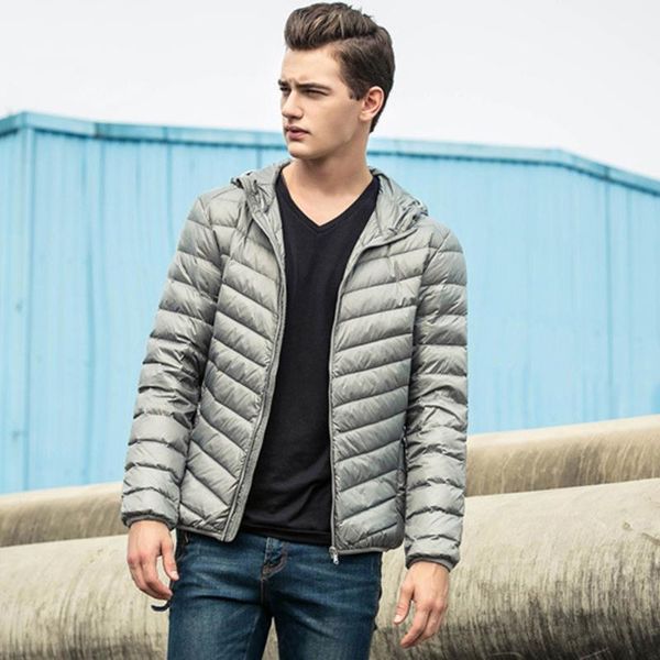 

men's jackets mens hooded overcoat warm duck down filler fashion light thin style spring/autumn male basic coats plus size 5xl 6xl 7xl, Black;brown