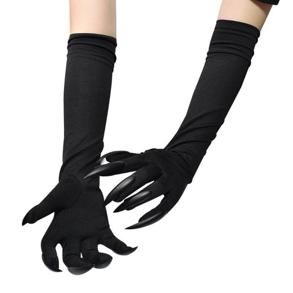 

five fingers gloves x7ya cosplay long fingernail sleeves stretchy claw halloween mittens elbow length arm covers ghost, Blue;gray