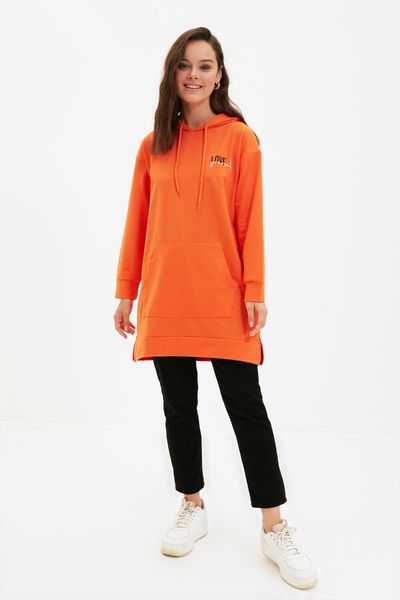 

women's hoodies & sweatshirts trendyol hooded collar printed knitted sweatshirt tctaw22tw0184, Black