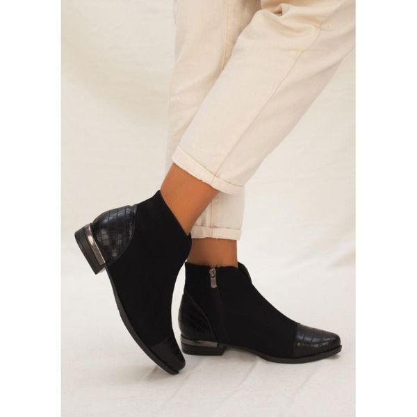 

boots black color suede pu leather croco season winter autmn 2021 fashion stylish comfortable female women lady shoes