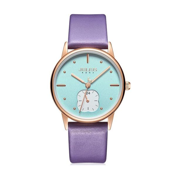 

wristwatches four-leaf clover 24 hours elegant women's watch japan mov't lady fine fashion real leather bracelet girl's gift, Slivery;brown
