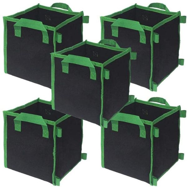 

planters & pots square grow planter bag premium 5 pack thickened fabric aeration cube with x stitching reinforced handle