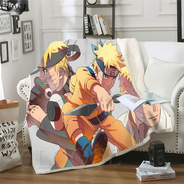 

cloocl blankets cartoons uzumaki naruto 3d print casual style air conditioning travel throw blanket teens bedding plush quilt