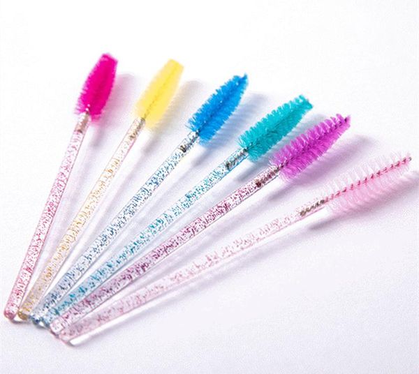 

eyelash curler 50pcs/pack disposable make up brushes cosmetic eyelashes crystal diamond handle applicator mascara wands tools