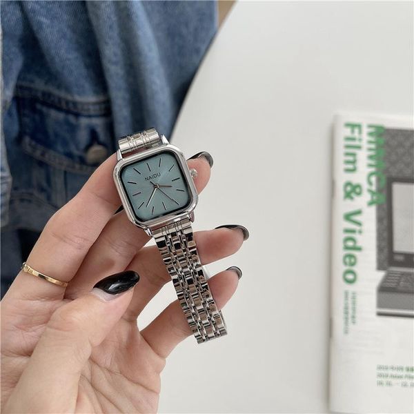 

wristwatches 7rings trendy vintage fashion style stainless steel quartz watch for women simple luxury female accessories watches, Slivery;brown