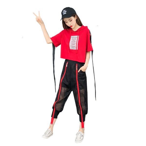 

trendy streetwear two piece set letters hooded crop and zipper mesh harem pants women's set clothing fashion 2 piece suit y19062601, White