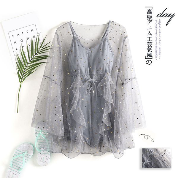 

swimsuit female cover belly show thin conservative split swimsuit, White;black