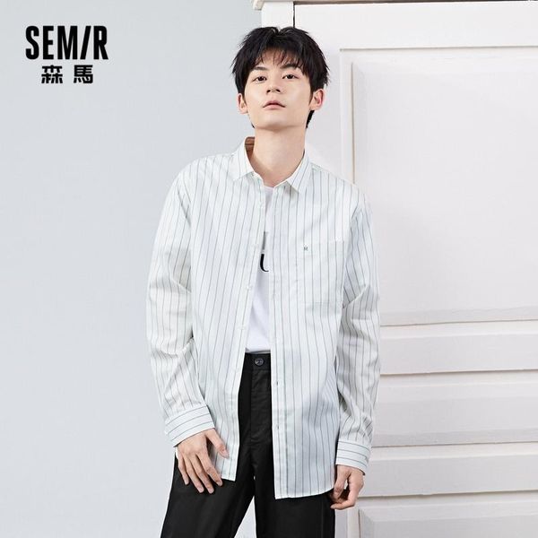 

men's casual shirts semir long sleeve shirt men 2021 spring style comfortable trend cotton hit color fashionable striped male, White;black