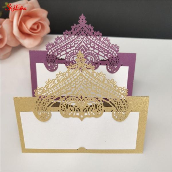 

greeting cards wedding party decoration place laser cut 100 pcs hollow pattern crown shape birthday event table name card 5zsh935
