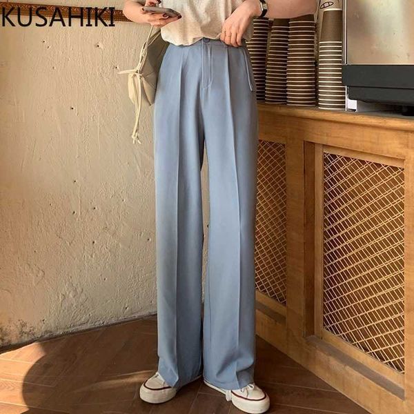

wide leg pants women spring autumn long suit trousers korean solid elegant pantalones mujer 6e961 210603, Black;white