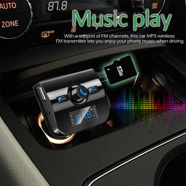 

audio fm transmitter car bluetooth 5.0 dual usb charger wireless handskit radio adapter support card driver