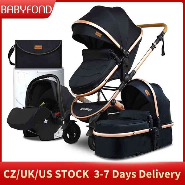 

babyfond high landscape baby stroller 4 in 1 cart basket can sit reclining folding two-way shock-absorbing child car send bag