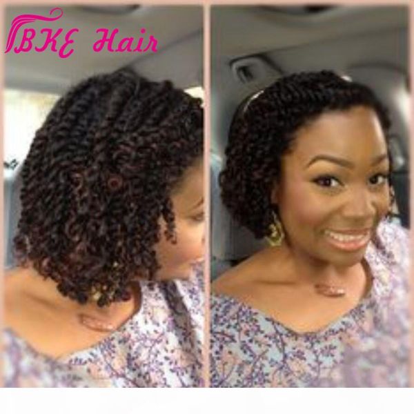 

10inch brown color box braided twist wigs africa americans braid synthetic lace front wig ing, Black