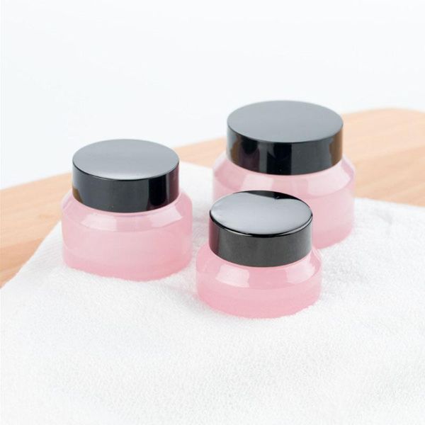 

1pcs 15g/30g/50g empty pink glass cosmetic facial cream bottles lip container jar sample vials travel amber makeup pots