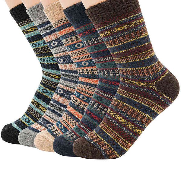 

men's thick wool socks casual winter thick warm socks crew sock harajuku retro warm wool dress socks warm sock g0908, Black