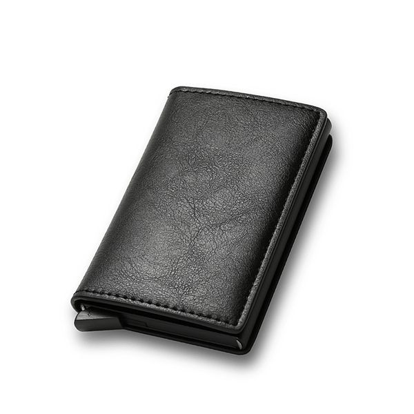 Männer Brieftaschen Carbon Faser Karte Halter Männer Marke Rfid Black Magic Trifold Leder Dünne Mini Brieftasche Geld Tasche