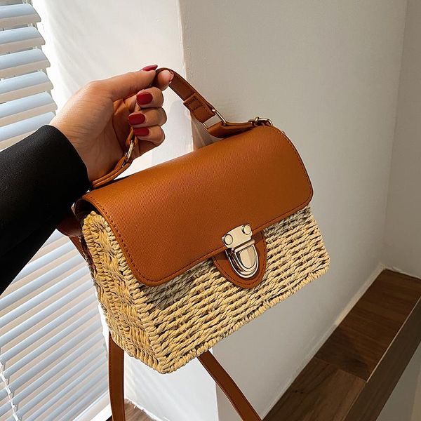 

cross body summer female straw woven handbag 2021 fashion women's designer retro shoulder messenger bags