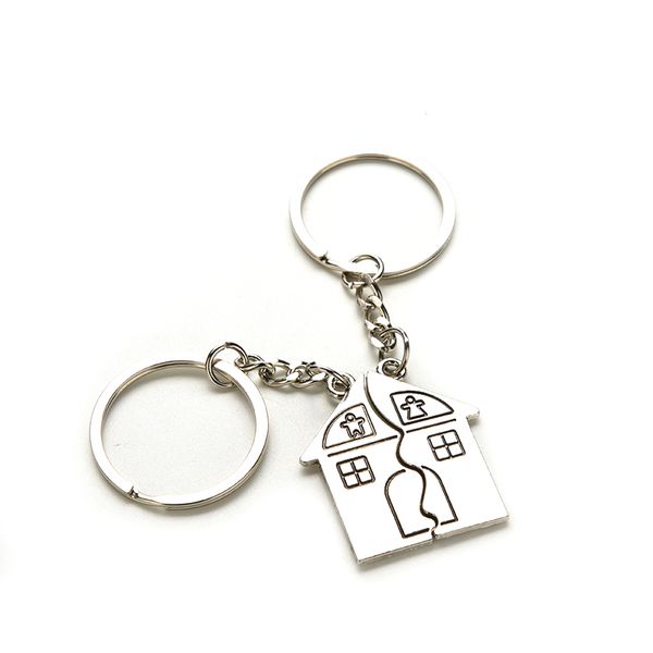 

1 couple keychain metal keychain house souvenirs keyring key, Silver
