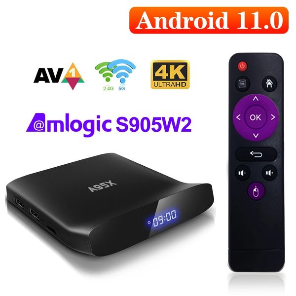 A95X W2 Android 11 TV Box Amlogic 4 GB RAM 32 GB Supporto Dual Wifi 4K 60fps VP9 BT5.0 Lettore multimediale Youtube A95XW2