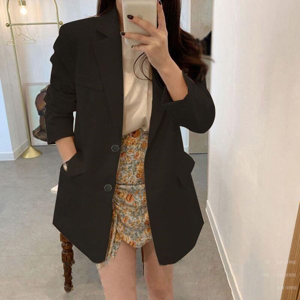 

women's suits & blazers [ewq] korea chic casual trendy women lapel single-breasted solid coat simple fashion long-sleeved blazer autumn, White;black