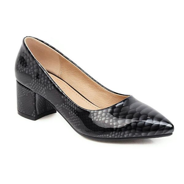 

2021 new spring autumn square heel slip on women pumps superfine fiber pointed toe ladies casual party pumps big size 34-43, Black