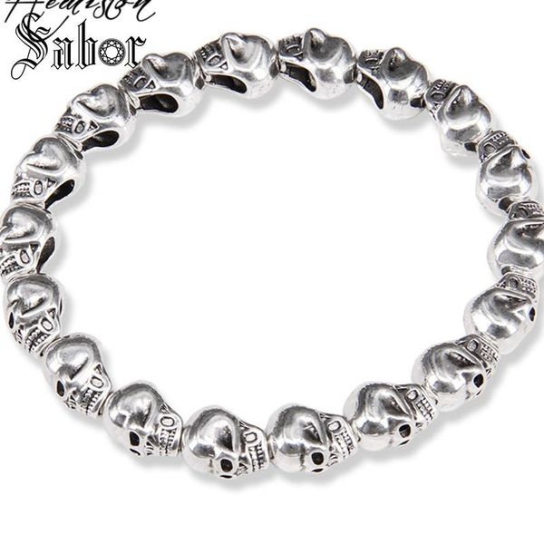 

charm bracelets skull bead elastic bracelet punk rebel rock fashion for women & men promotion b382 jewellery, Golden;silver