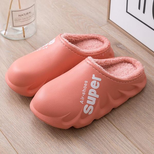 

slippers waterproof non-slip home winter warm women indoor cotton shoes ladies soft memory foam couples, Black