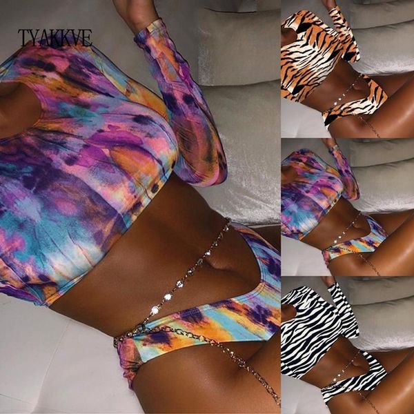 

brazilian bikini 2021 long sleeve printed swimsuit female thong high cut swimwear women summer beach bathing suit bathers