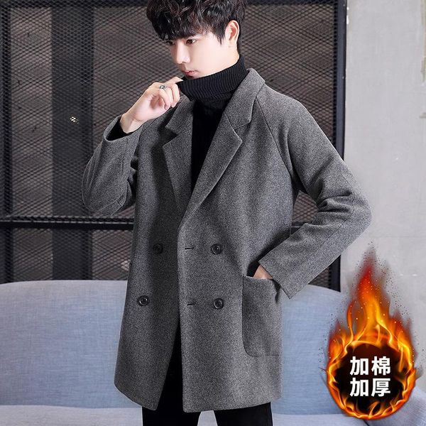 

dong season new han edition style with thick cloth and cotton windbreaker long business men coat of cultivate morality, Black