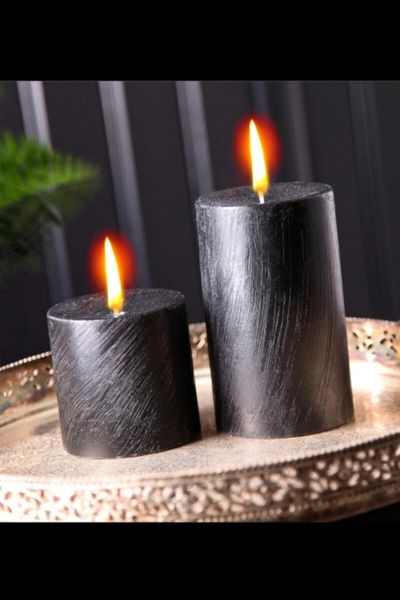 

black gilded candle 2'li