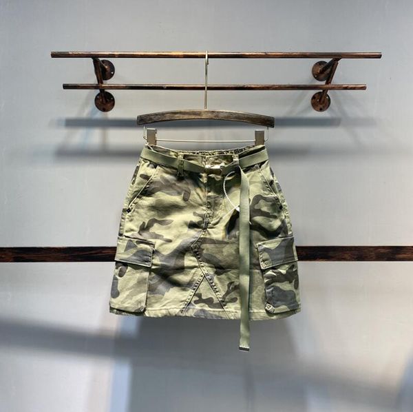 

2021 spring summer camouflage denim skirt women fashion high waist a line skirts p2257, Black