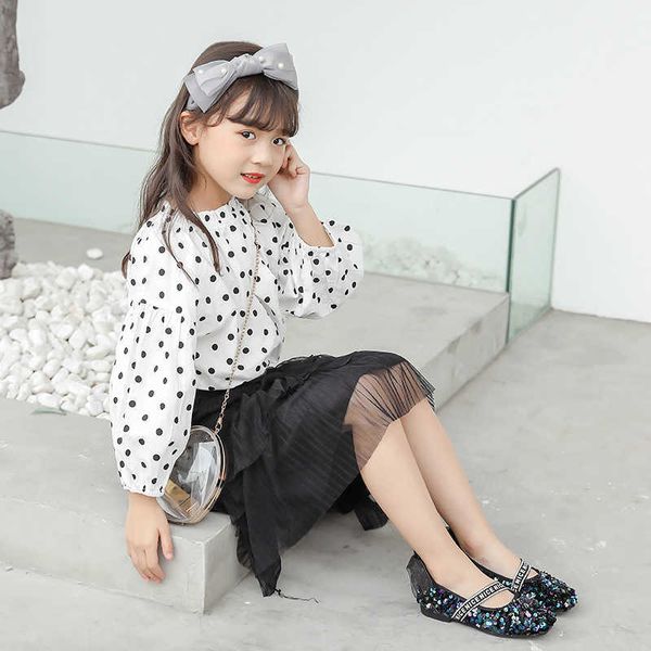 

fashion girl single shoes spring autumn baby bling butterfly knot cute shoes princess sequined soft sole crystal leather shoes 210713, Black