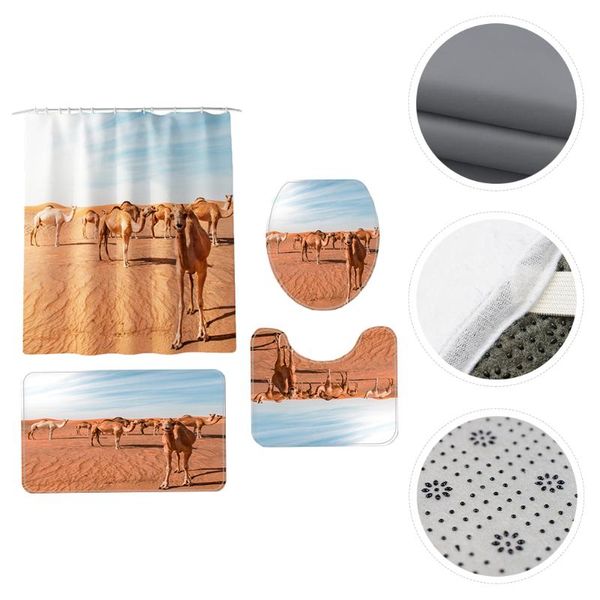 

shower curtains 4pcs bath mat and curtain set camel printed rug sets