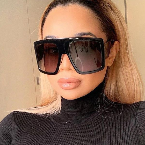 

new oversized square frame women men sunglasses pink double tan gray lens uv400 eye protection girl ladies outdoor eyewear, White;black