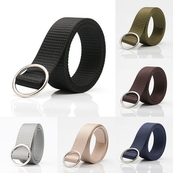 

belts long holeless fashion nylon belt canvas jeans round buckle, Black;brown