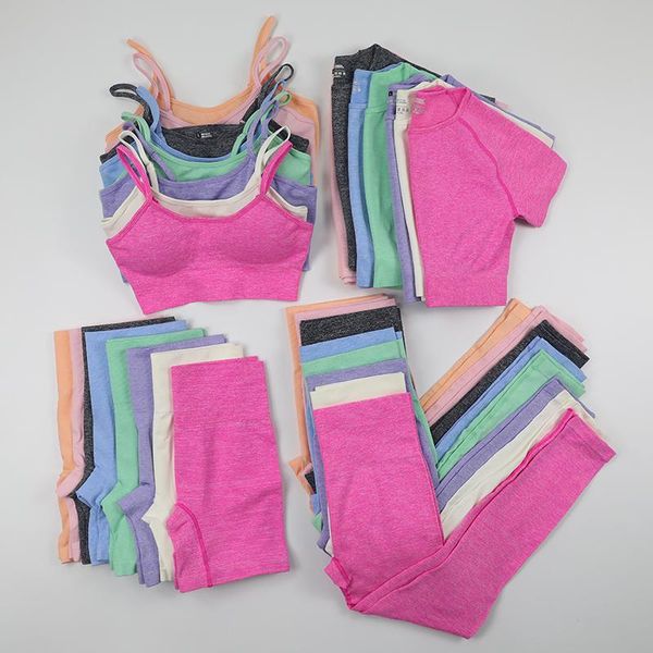 

yoga outfit 2/3/4pcs women seamless set gym clothes fitness breathable push up bra tight shorts crop high waist leggings sports