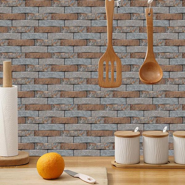 

wall stickers 6pcs creative retro industrial style gray coffee milk tea shop bar restaurant decorative brick pattern wallpaper self-adhesive