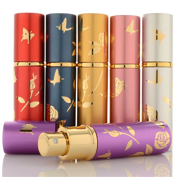 

50pcs 10ml portable mini refillable perfume bottle with scent pump metal aluminum empty cosmetic containers spray atomizer bottle