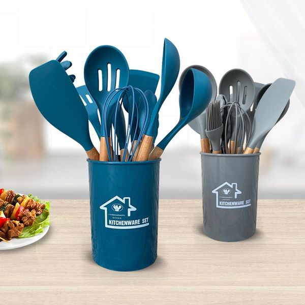 

flatware sets 12pcs heat resistant silicone cookware set nonstick cooking tools kitchen baking tool kit utensils kitchenware accessories