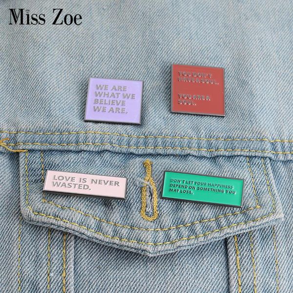 

pins, brooches philosophical phrases of life enamel pins live actively bag brooch lapel badge encouraging jewelry gift for kids friends, Gray