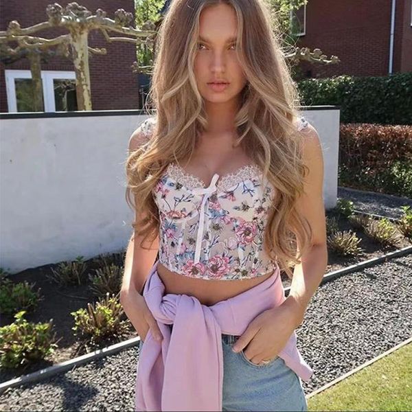 

bras sets women summer print vest crop sleeveless shirt corset t-shirt streetwear ladies lace tee lingerie, Red;black