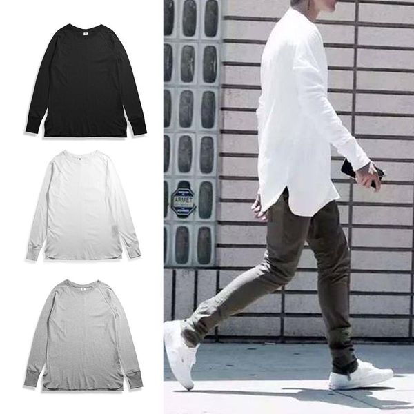 

2021 original men's pure color europe street style t-shirt long sleeve t-shirt bottoming oversized loose cotton full, White;black