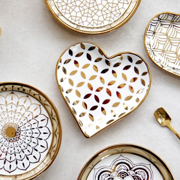 

dishes & plates european-style golden luxury middle eastern arabian ceramics exquisite small , dessert plates, cake