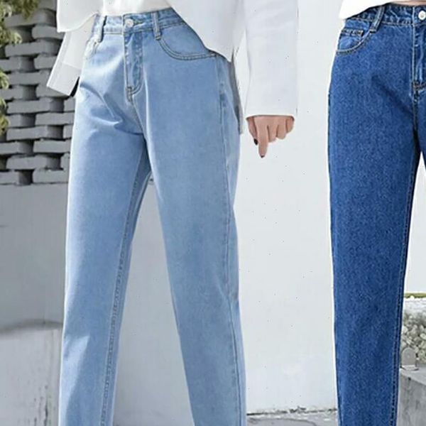 

new ladies jeans slim pencil pants vintage mom high waist blue casual jeans full length pants loose cowboy pants