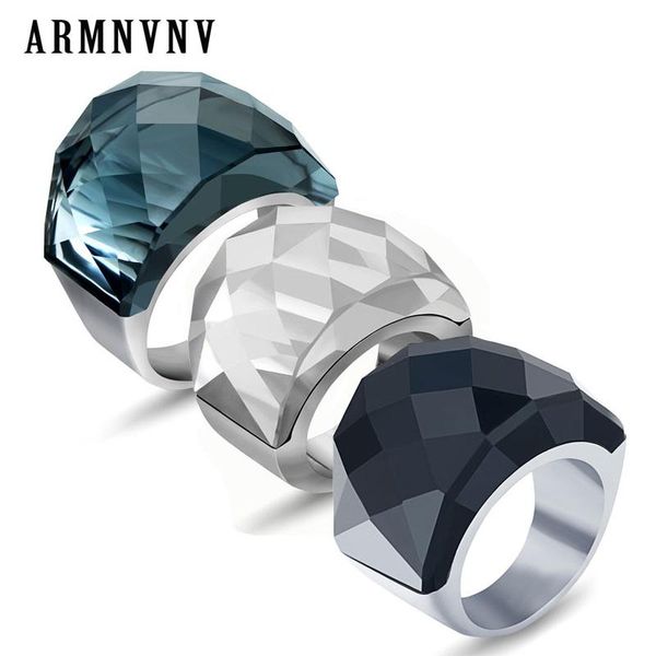 

cluster rings armnvnv fashion women big crystal jewelry ring for 316l stainless steel wedding with stones, Golden;silver