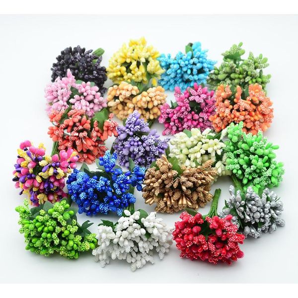 

144pcs artificial stamen flowers christmas wreath decoration accessories for home wedding pompons diy gifts fake jlladt