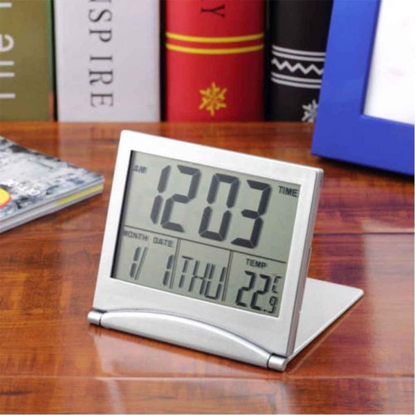 

other clocks & accessories 2pcs folding alarm clock lcd digital weather station desk temperature travel for home