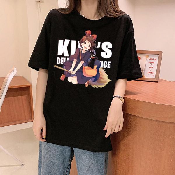 

women's t-shirt 2021 anime kiki's delivery service cartoon t- shirt harajuku woman tshirts female plus size tshirt kawaii clothes, White