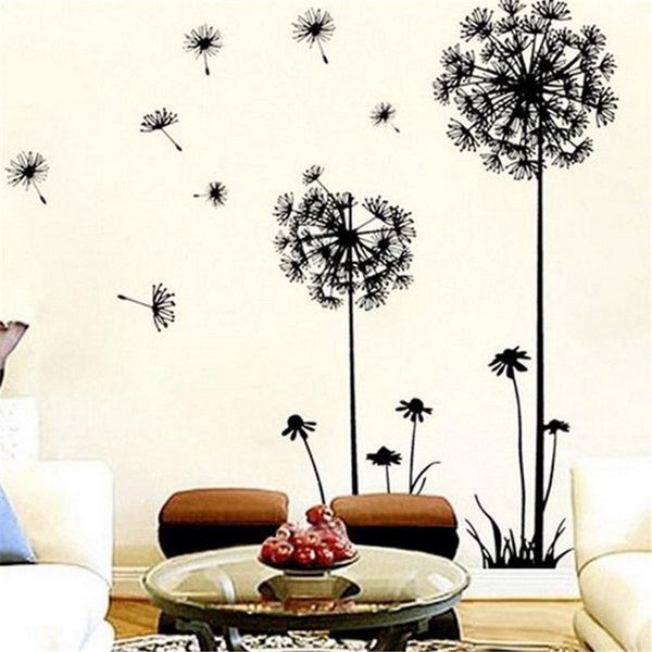 Adesivos de Parede 1 pc 70 * 50cm Creative Decor Dandelion Flor Removível Quarto Art Mural Adesivo Decalque Casa