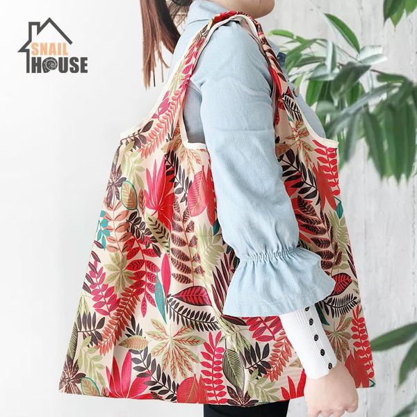 

storage bags snailhouse foldable cartoon shopping reusable eco-friendly grocery premium quality slight duty folding tote bag with handle